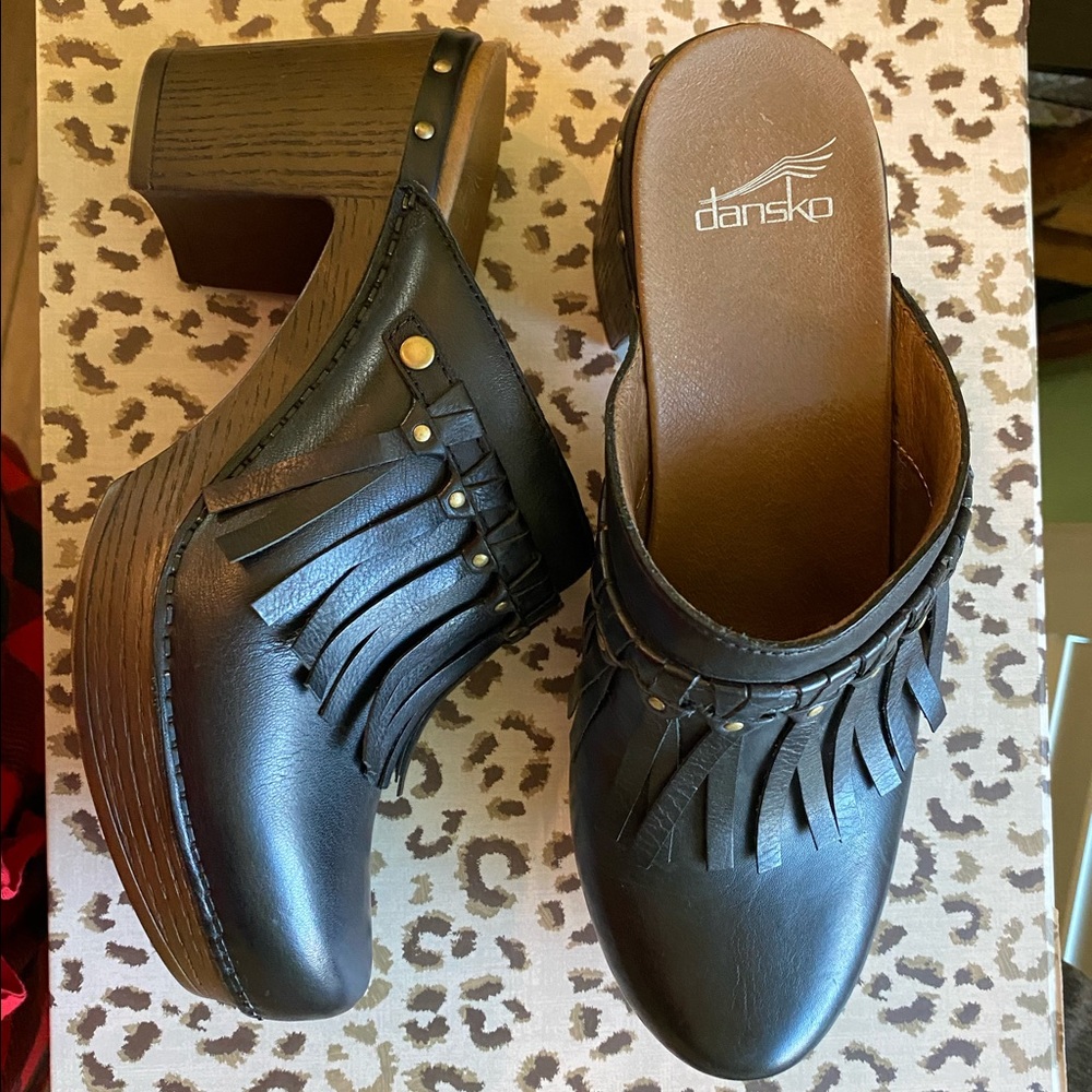 COPY - DANSKO Deni Mules Clogs With Fringe 40